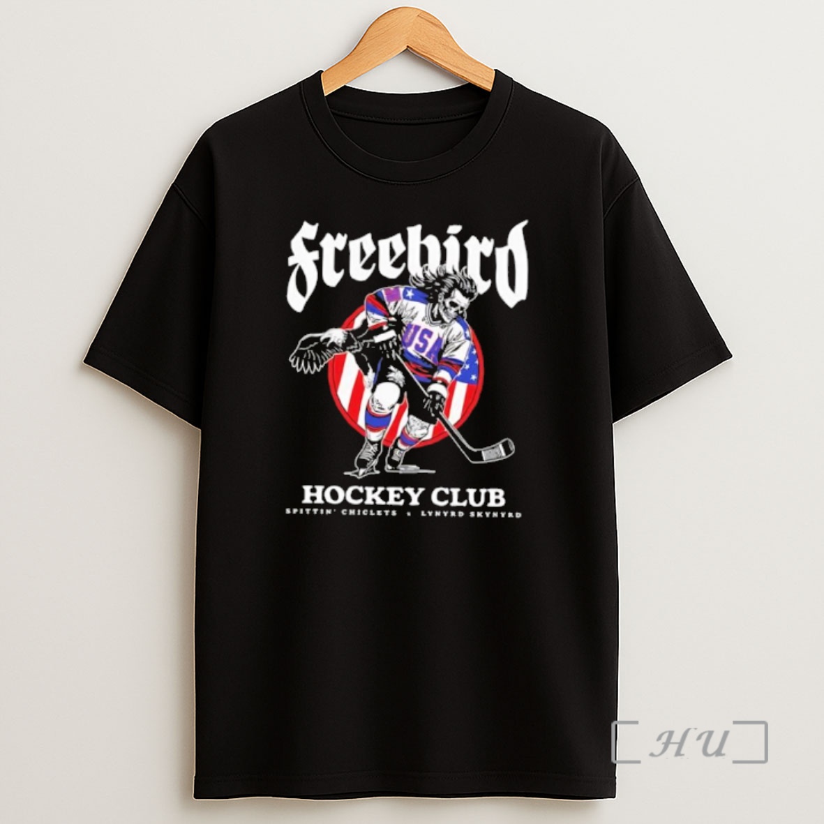 Officials Freebird Hockey Club Spittin Chiclets Lynyrd Skynyrd Skeleton Shirt Sweatshirt Tee