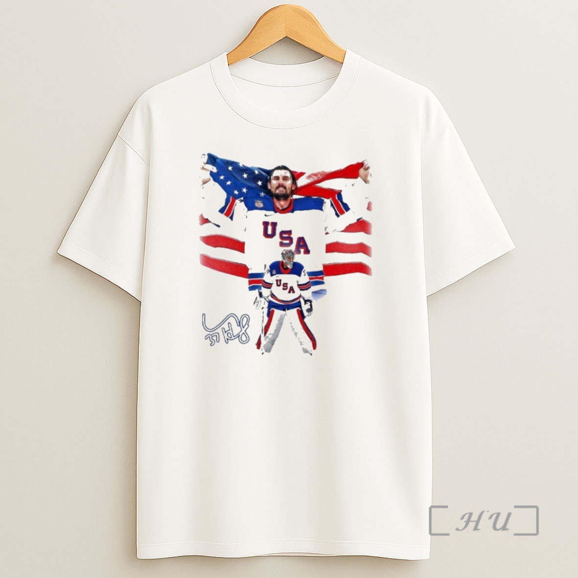 Officials Game Threads Hellebuyck Olympic Gold Shirt Sweatshirt Tee
