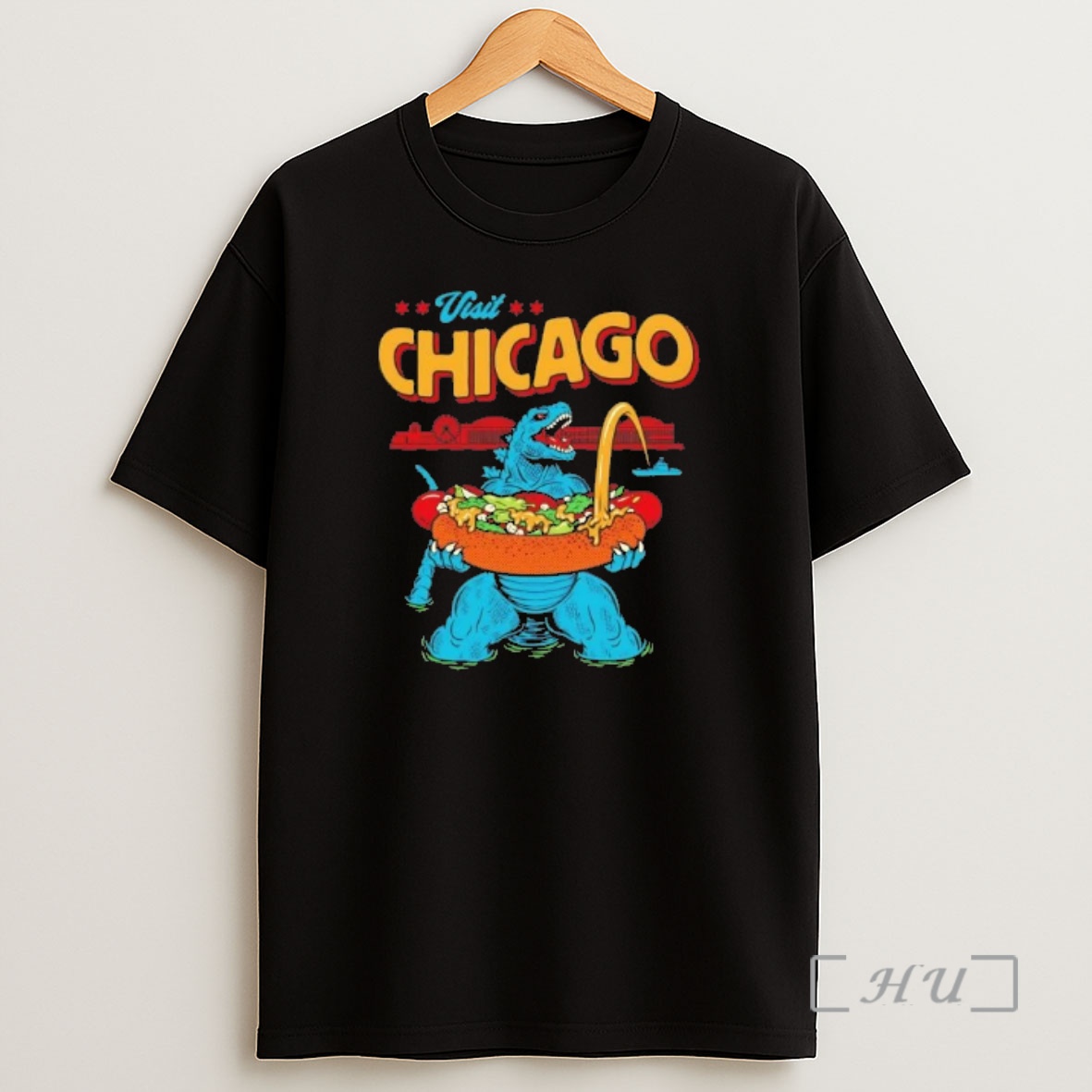 Officials Godzilla Visits Chicago Hot Dog Shirt Sweatshirt Tee