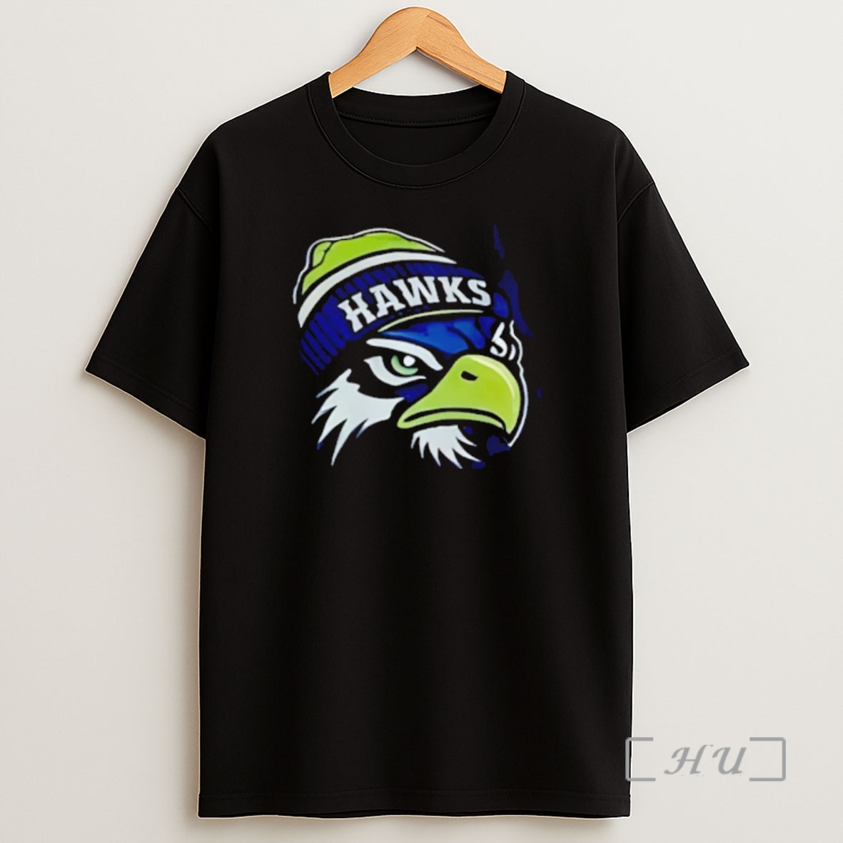 Officials Hawks Eagle Mascot Wearing Beanie Hat Seattle Sports Shirt Sweatshirt Tee