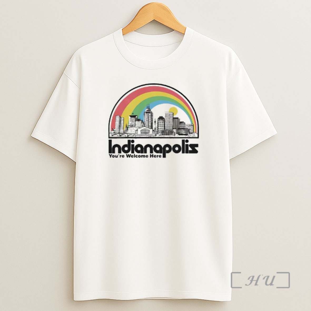 Officials Indianapolis Indiana Youre Welcome Here Skyline Rainbow Shirt Sweatshirt Tee