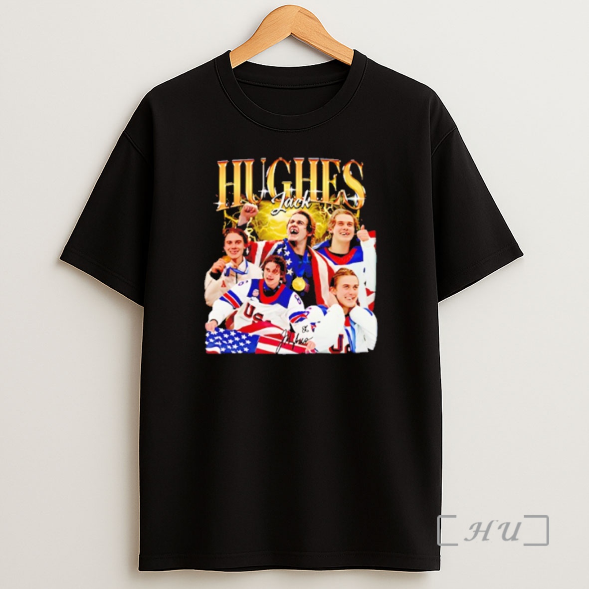 Officials Jack Hughes Hockey Olympic Golden Goal 2026 Picture Collage Shirt Sweatshirt Tee