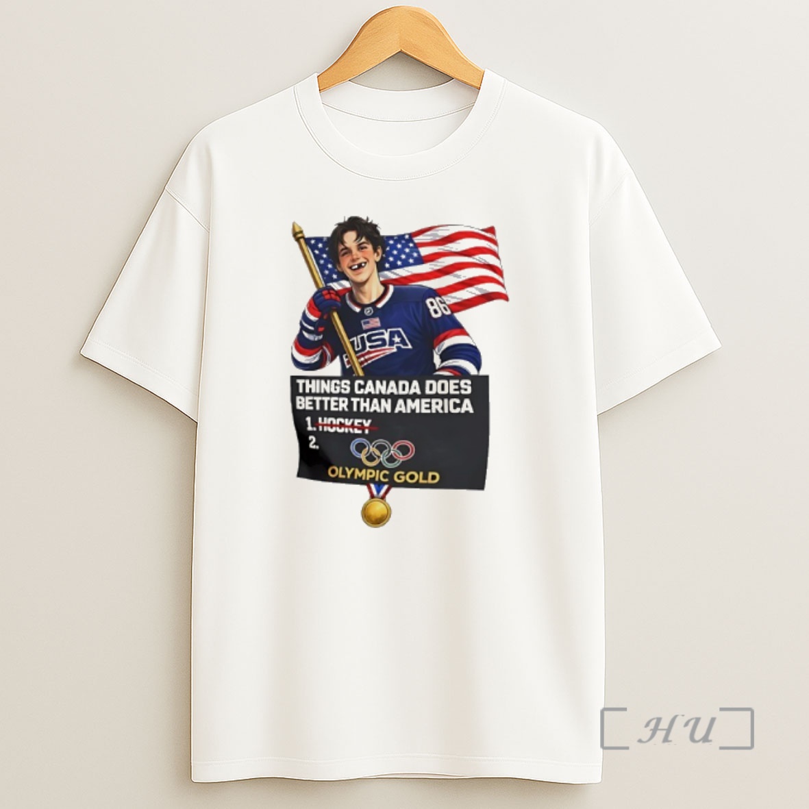 Officials Jack Hughes Things Canada Does Better Than America Usa Hockey Olympic Gold 86 Parody Shirt Sweatshirt Tee