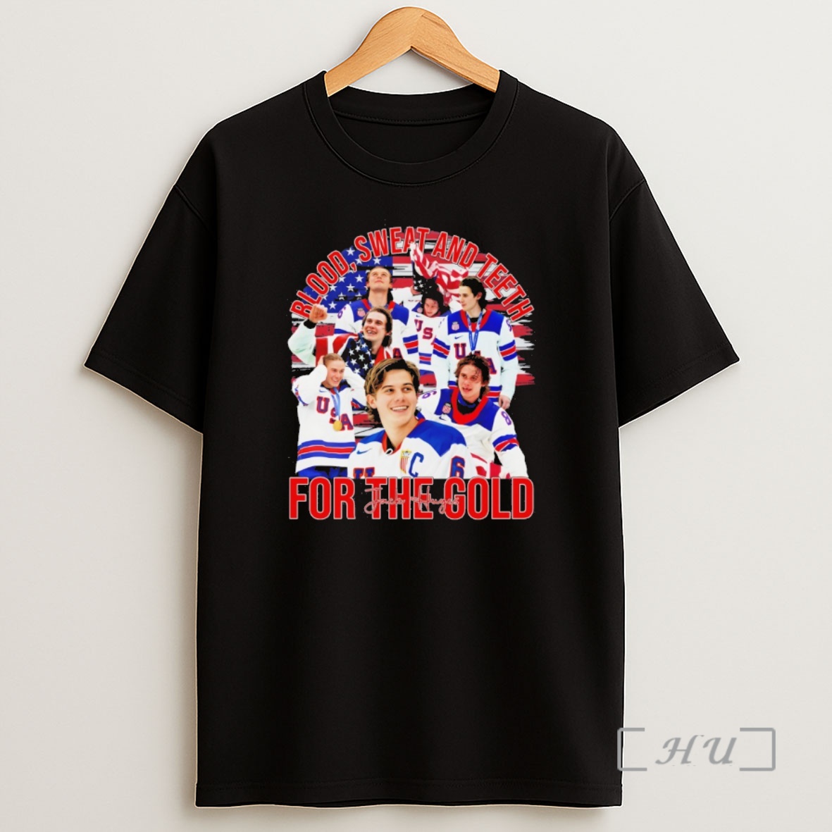 Officials Jack Hughes Usa Gold Hockey Blood Sweat And Teeth For The Gold Shirt Sweatshirt Tee