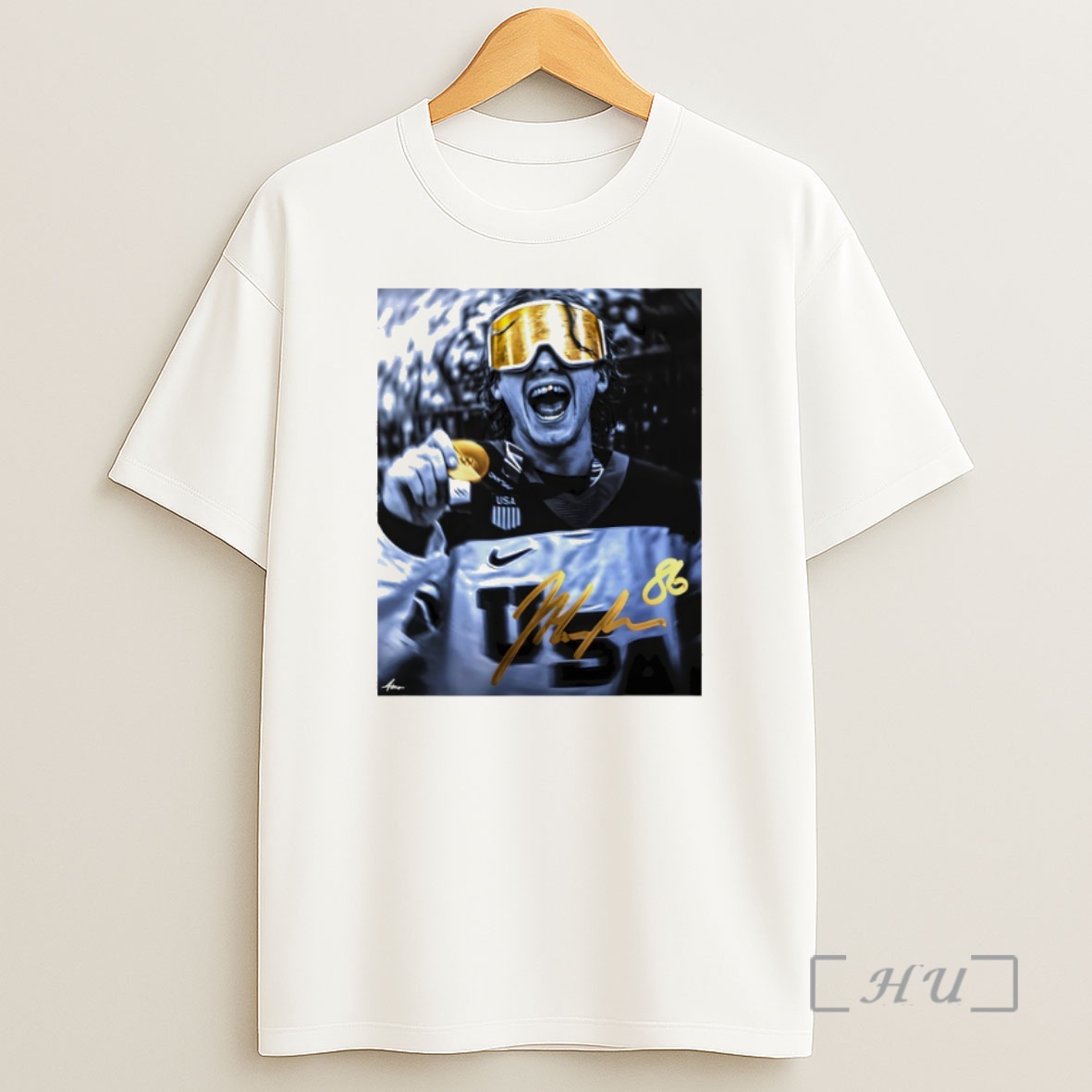 Officials Jack Hughes Usa Hockey Gold Medal Olympic 2026 Signature Shirt Sweatshirt Tee