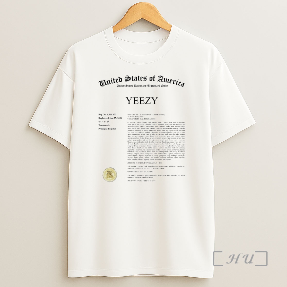 Officials Kanye West Yeezy Usa Trademark Principal Register Shirt Sweatshirt Tee