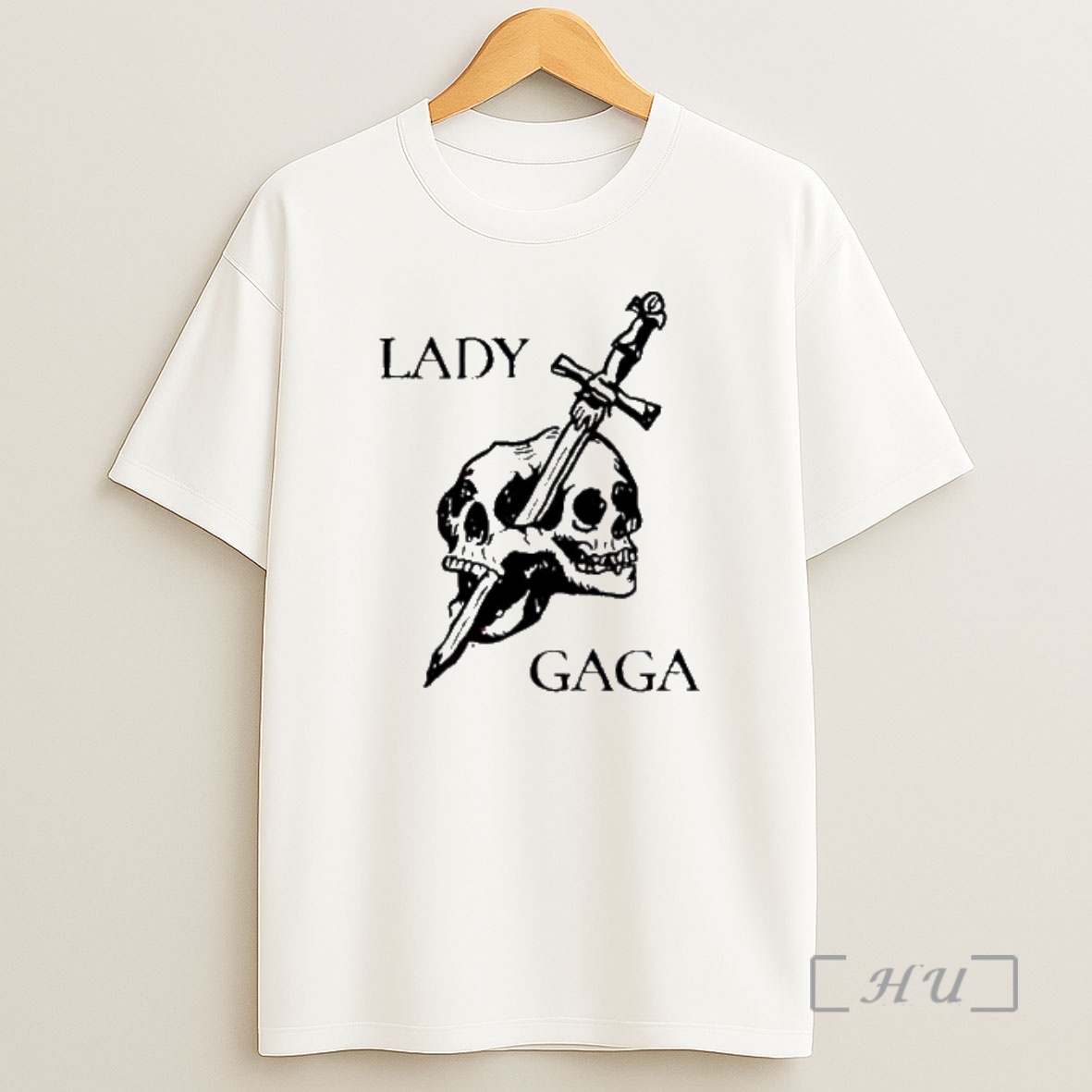 Officials Lady Gaga Sword Through Double Skulls Gothic Graphic Shirt Sweatshirt Tee