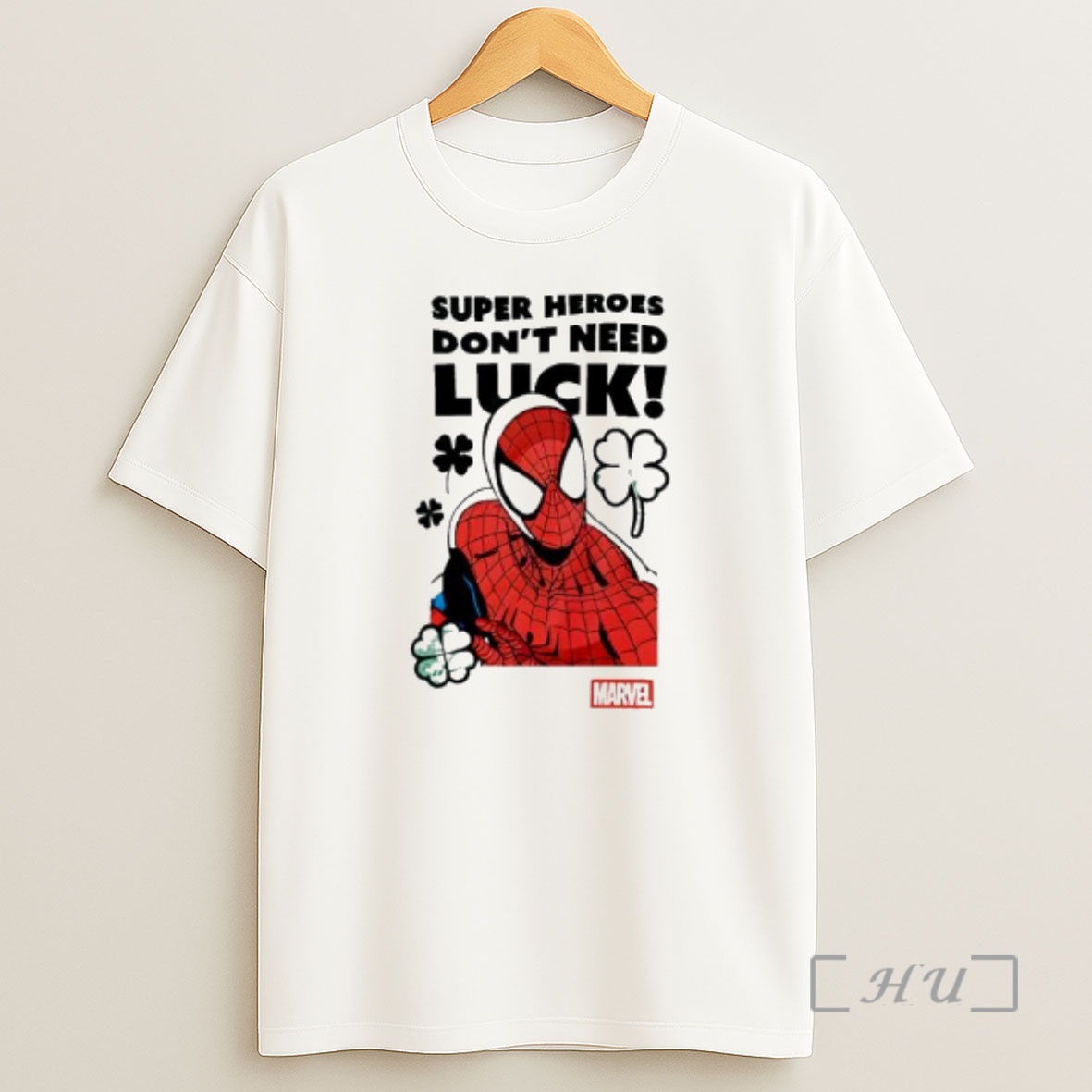 Officials Marvel Spider Man Super Heroes Dont Need Luck Shirt Sweatshirt Tee
