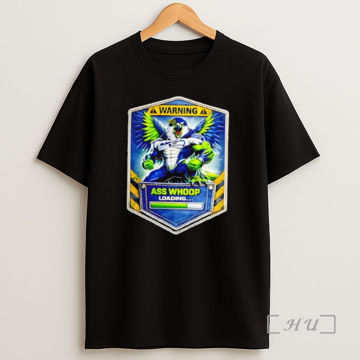 Officials Muscle Seahawk Mascot Warning Ass Whoop Loading Shirt Sweatshirt Tee
