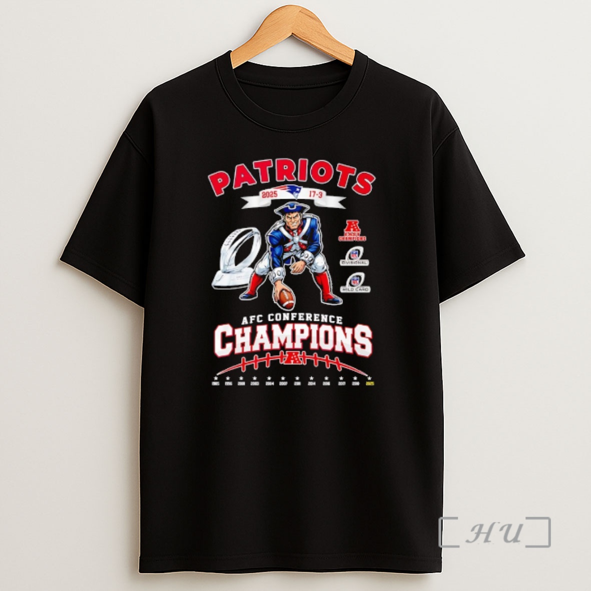 Officials New England Patriots Afc Conference East Divisional Wild Card Champions 17 3 2025 Shirt Sweatshirt Tee