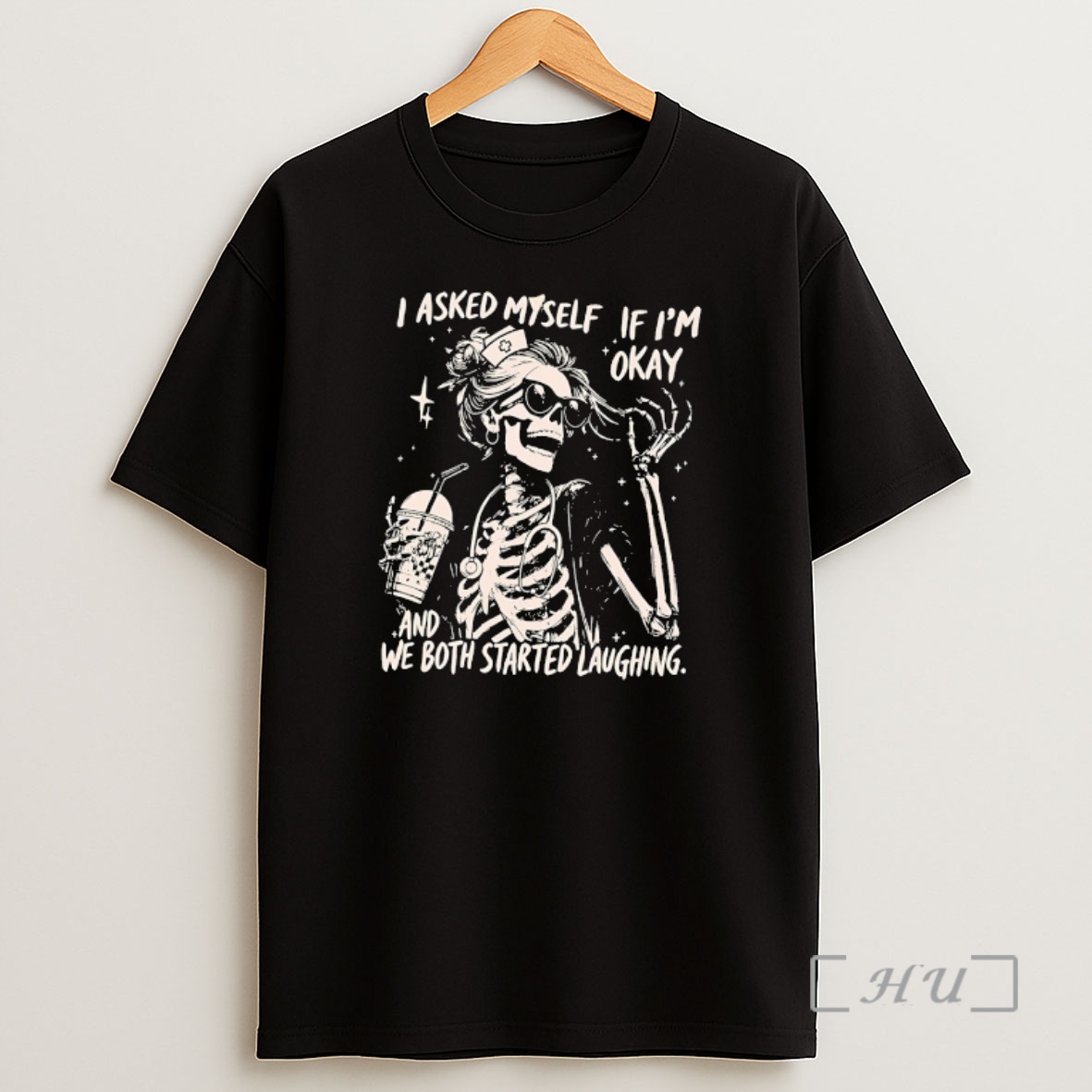 Officials Nurse Skeleton I Asked Myself If Im Okay And We Both Started Laughing Shirt Sweatshirt Tee