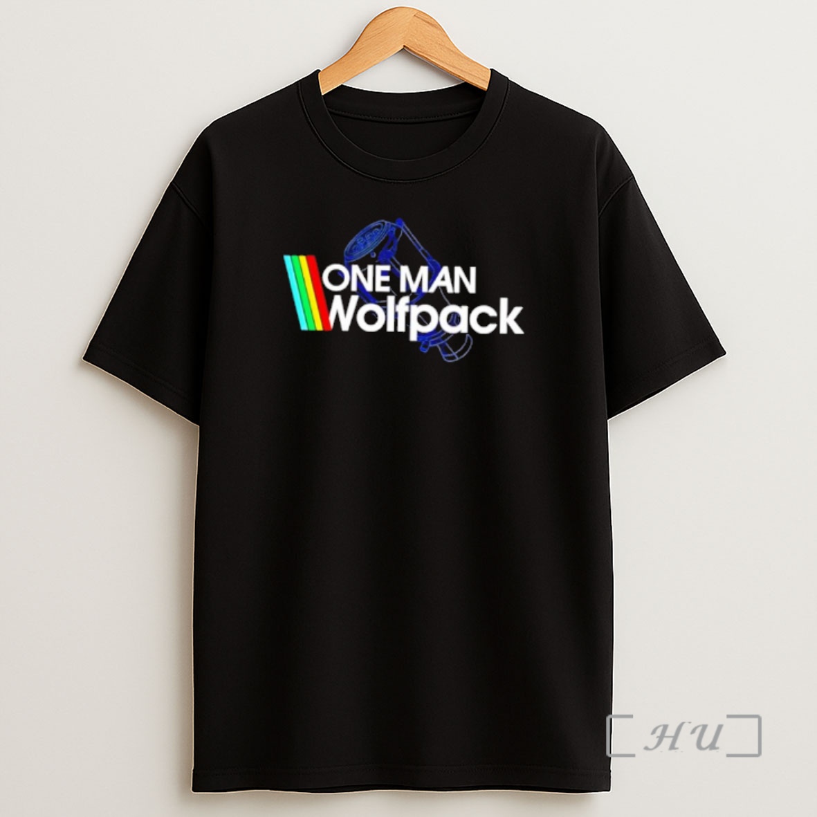 Officials One Man Wolfpack Retro Rainbow Stripes Graphic Design Shirt Sweatshirt Tee