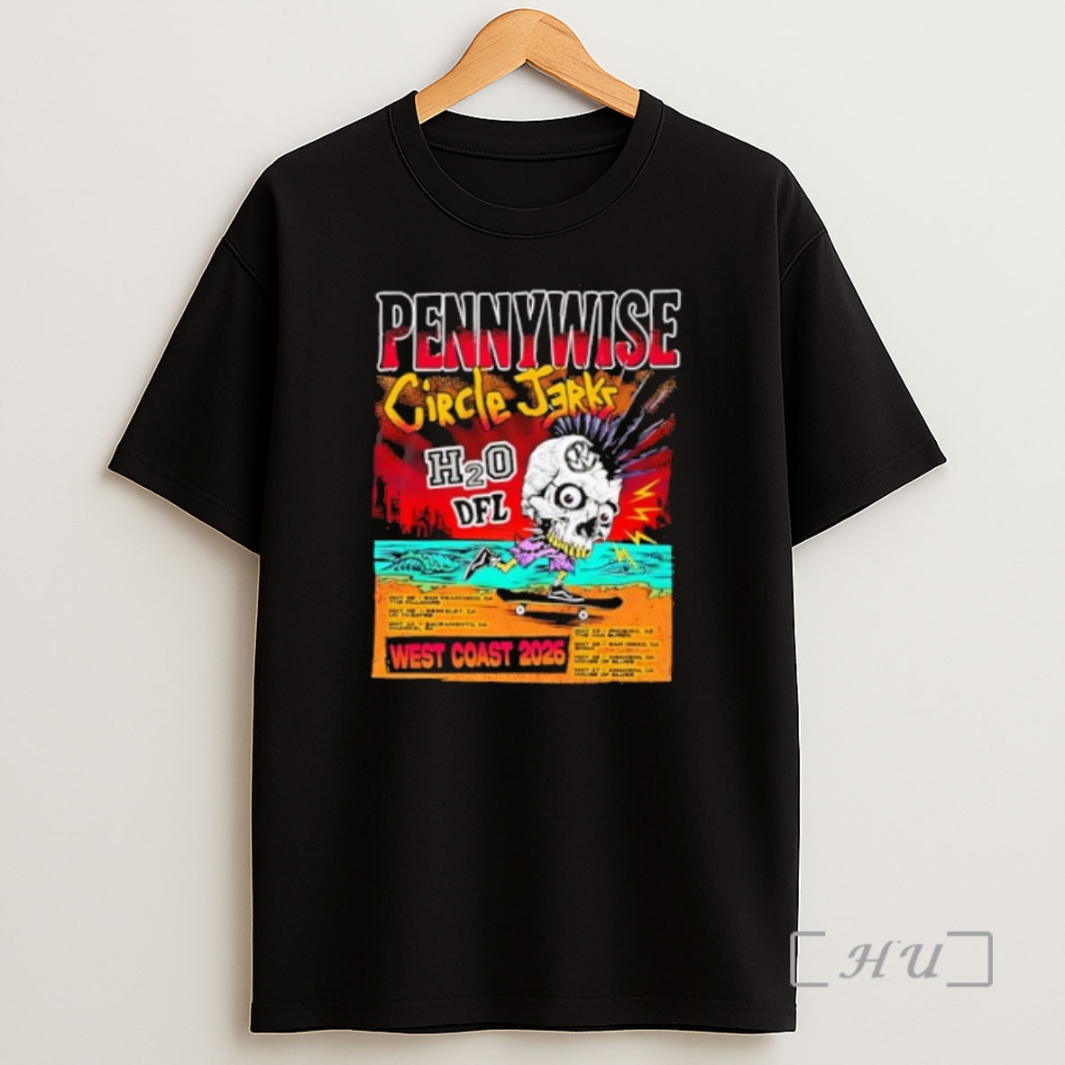 Officials Pennywise Circle Jerks H2o Dfl West Coast 2026 Tour Skate Skull Shirt Sweatshirt Tee