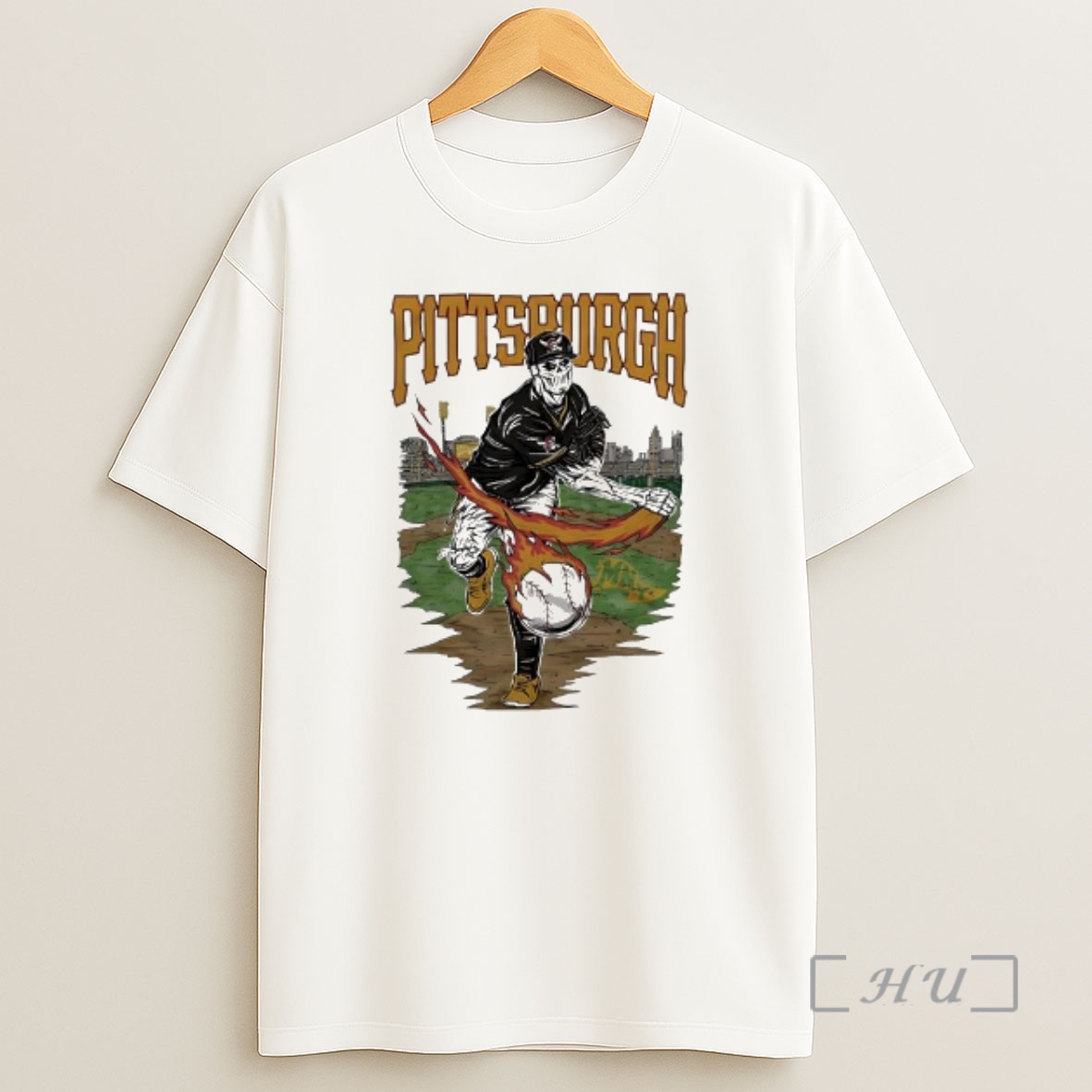 Officials Pittsburgh Pirates Skeleton Pitcher Flaming Baseball Shirt Sweatshirt Tee