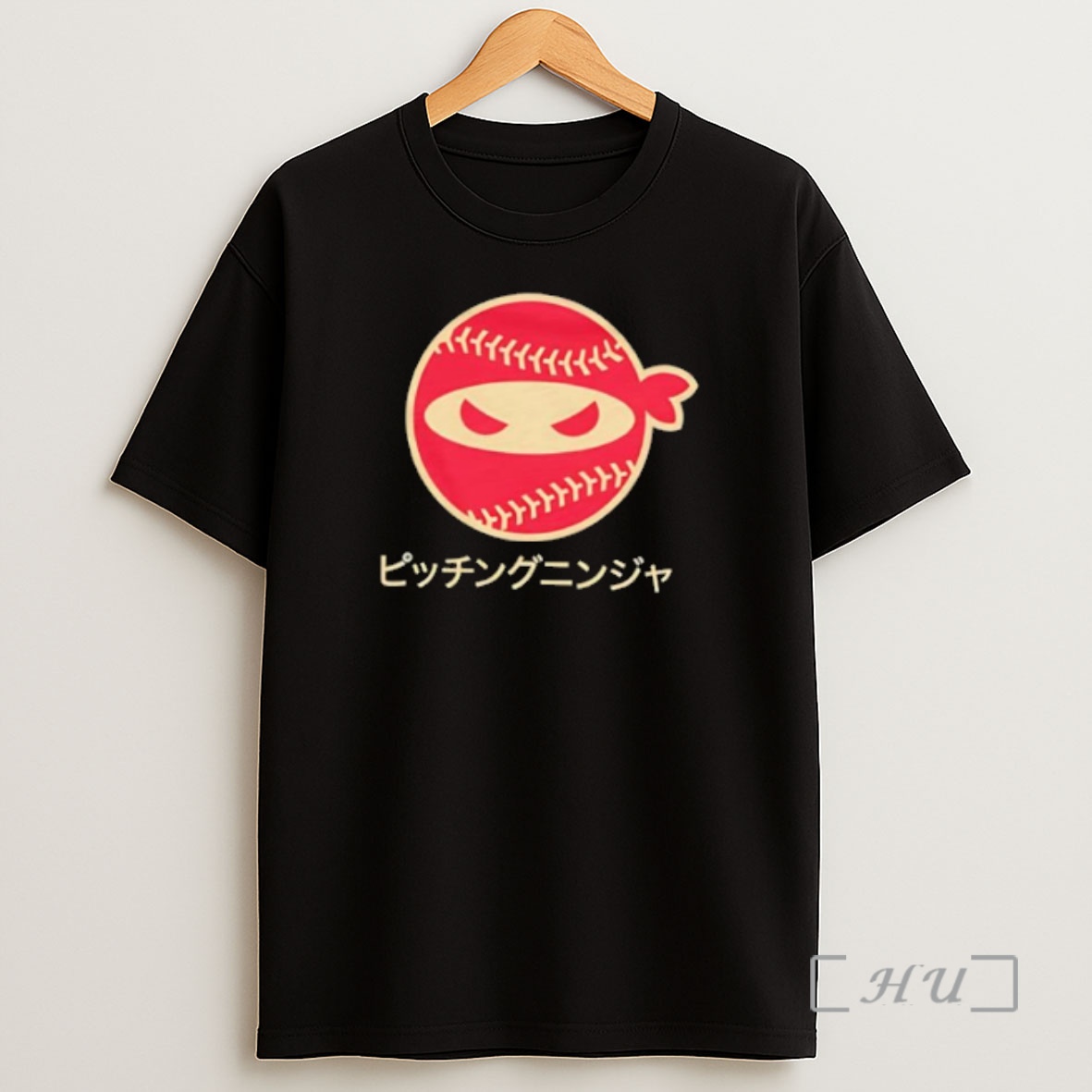 Officials Red Pitching Ninja Logo With Japanese Katana Text Shirt Sweatshirt Tee
