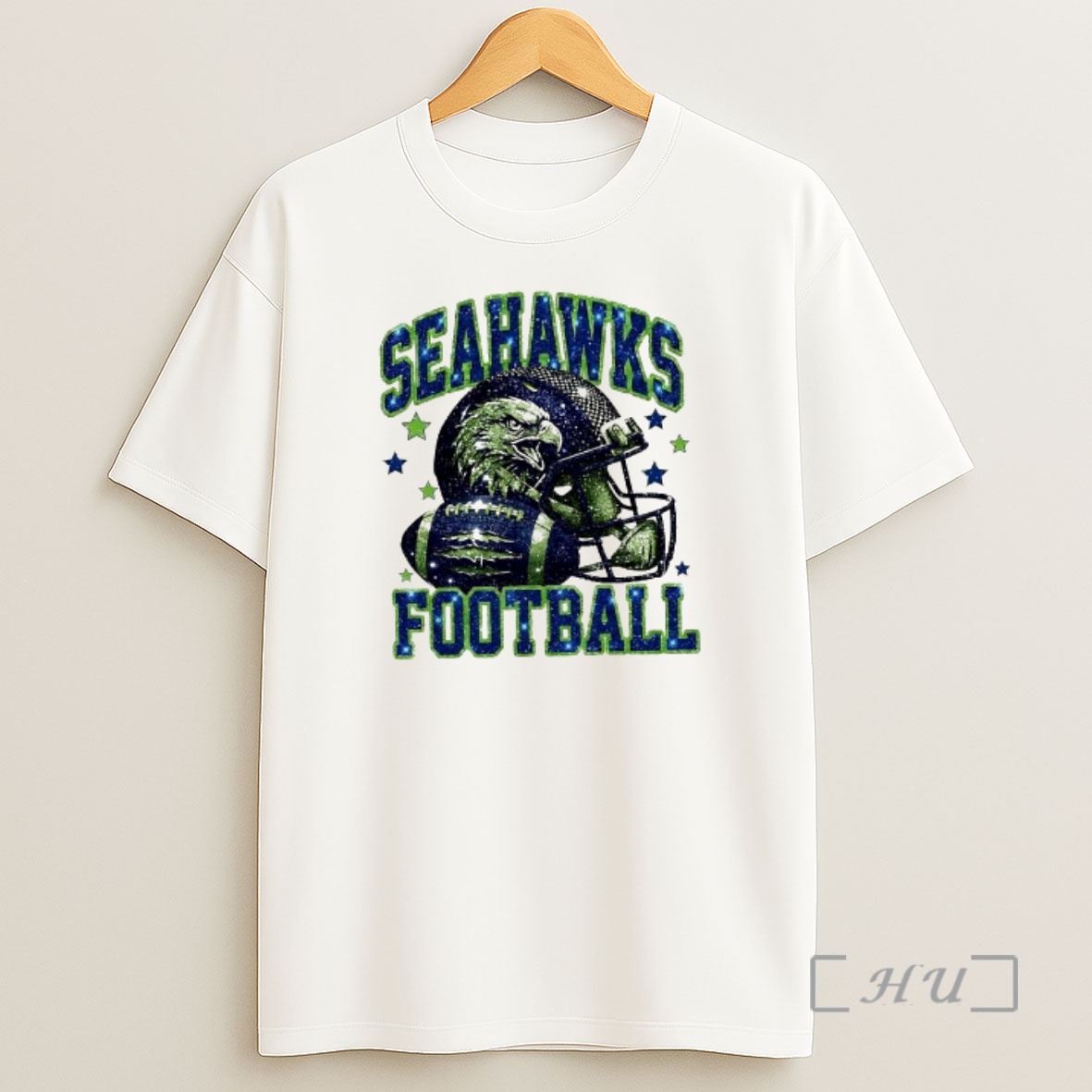 Officials Seahawks Football Eagle Head Helmet And Ball Blue Green Glitter Shirt Sweatshirt Tee