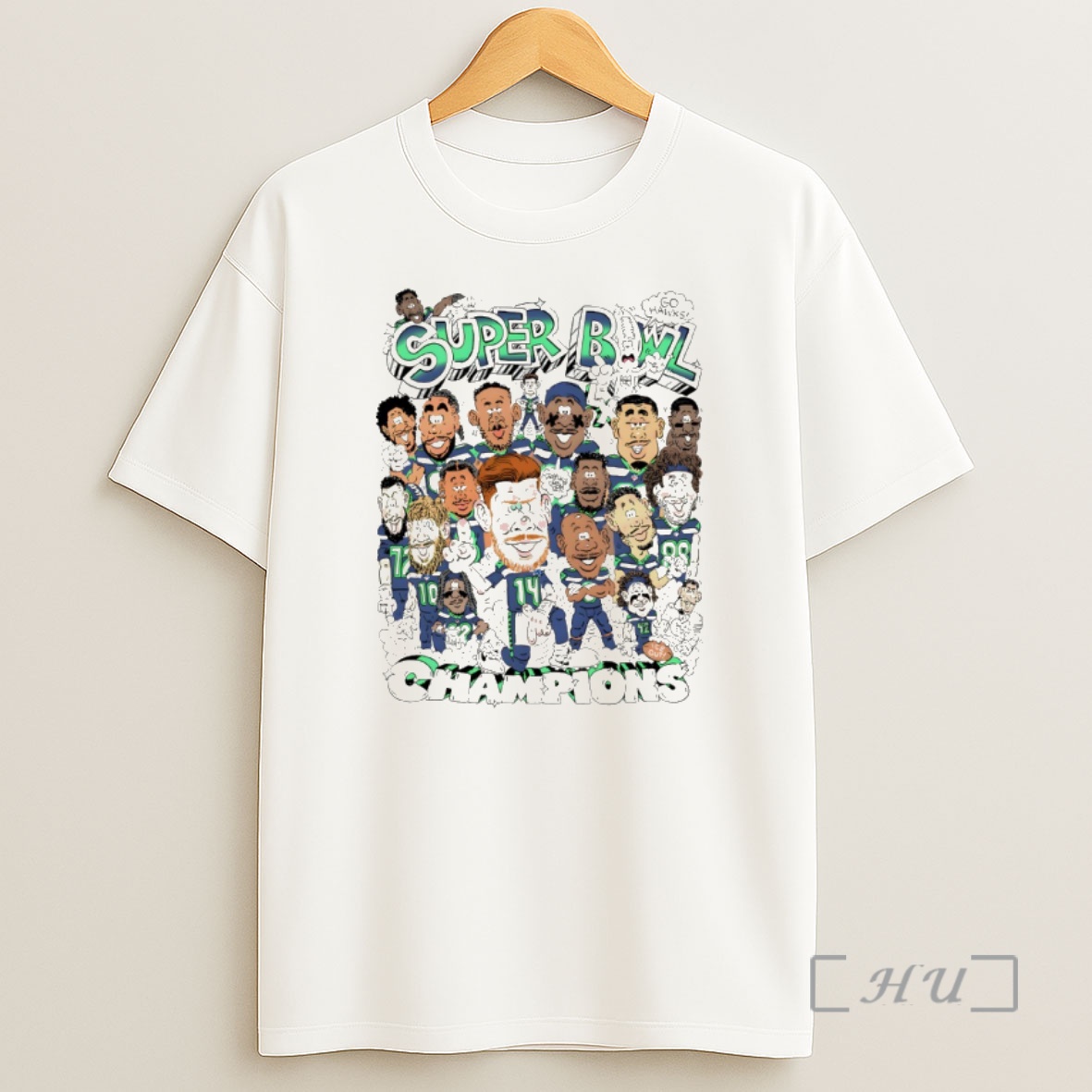 Officials Seattle Seahawk 2025 Super Bowl Champions Caricature Shirt Sweatshirt Tee