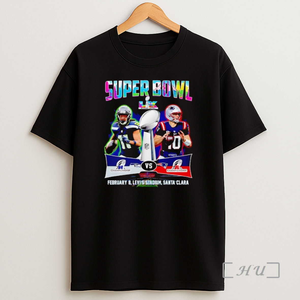 Officials Seattle Seahawks Vs New England Patriots Super Bowl Lx Feb 8 Levis Stadium Trophy Center Shirt Sweatshirt Tee