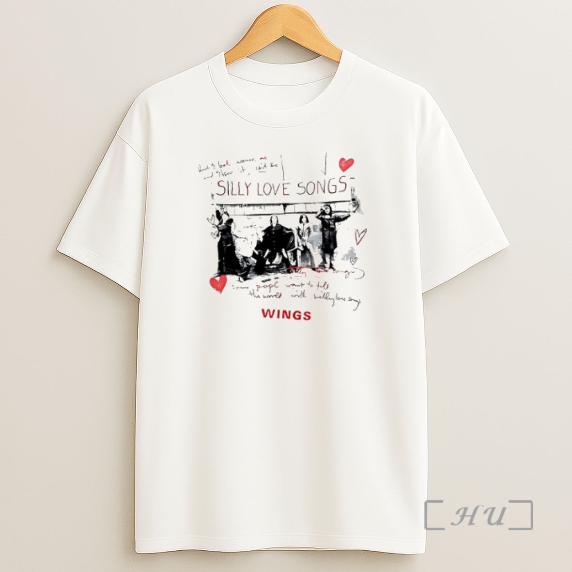 Officials Silly Love Songs Wings Red Heart Music Band Shirt Sweatshirt Tee