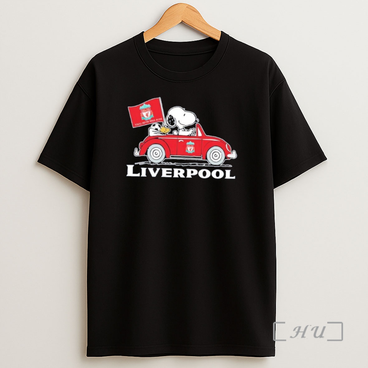 Officials Snoopy And Woodstock X Liverpool Fc Driving A Red Car Youll Never Walk Alone Shirt Sweatshirt Tee