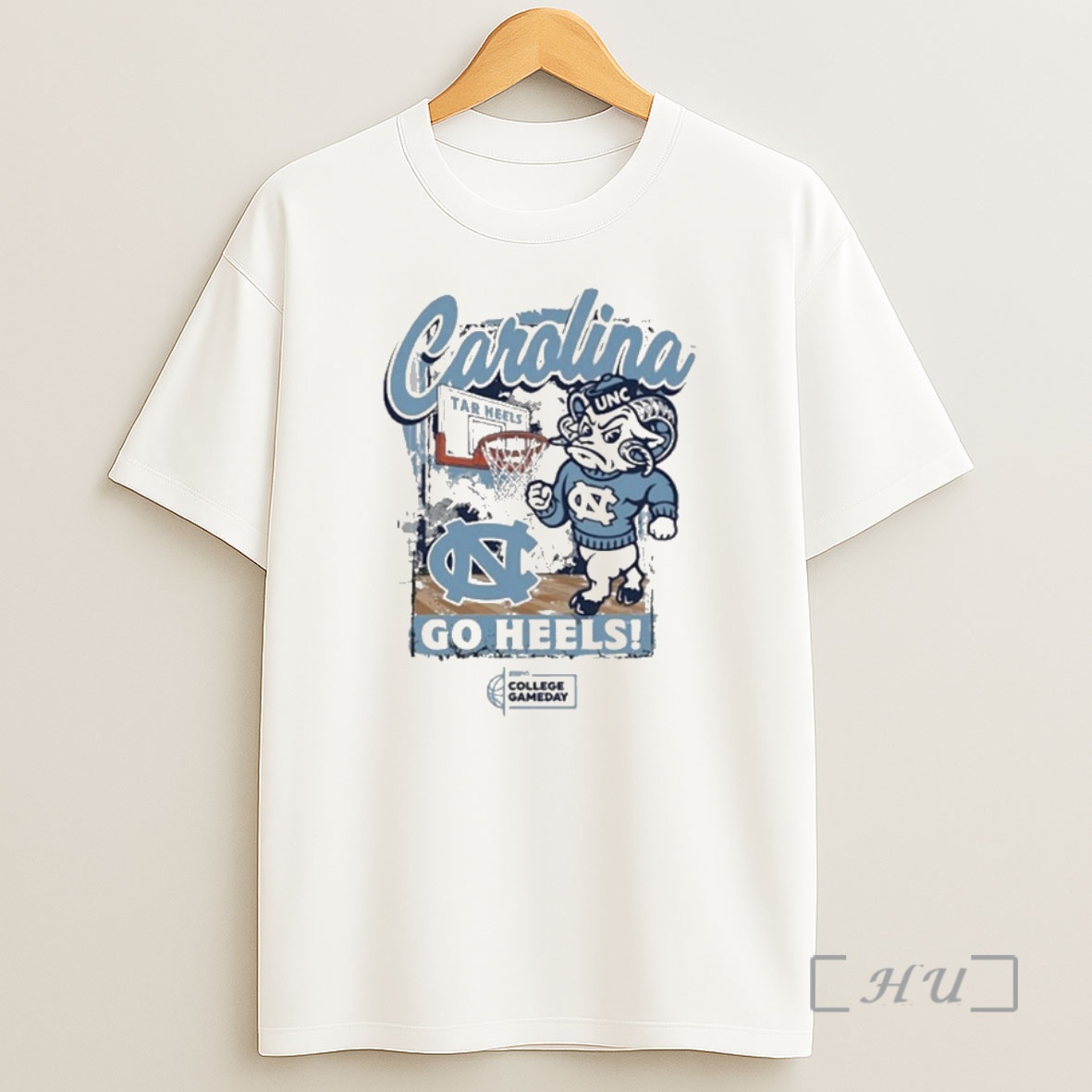 Officials Something Inked North Carolina Tar Heels Mens Ivory College Gameday Mascot Shirt Sweatshirt Tee