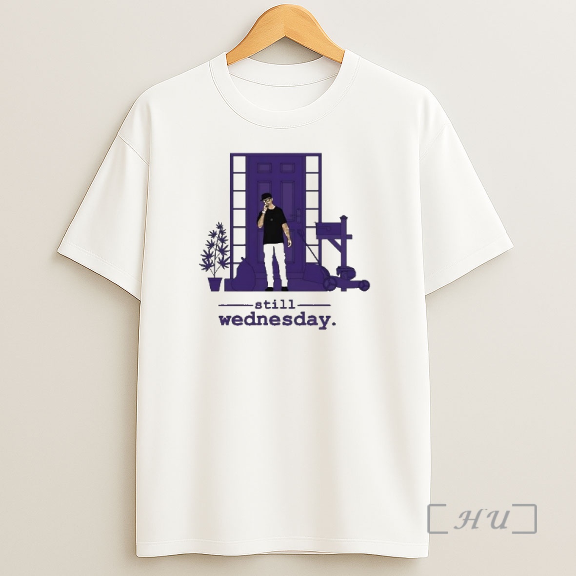 Officials Still Wednesday Man Smoking In Front Of Purple House Shirt Sweatshirt Tee