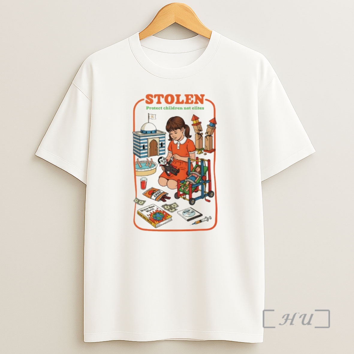 Officials Stolen Protect Children Not Elites Cartoon Shirt Sweatshirt Tee