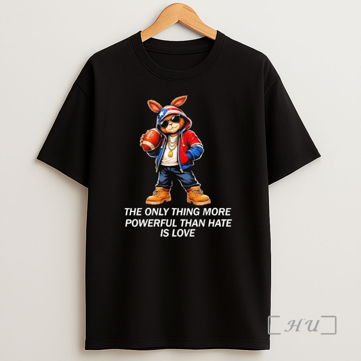 Officials The Only Thing More Powerful Than Hate Is Love Bunny Puerto Rico Flag Shirt Sweatshirt Tee