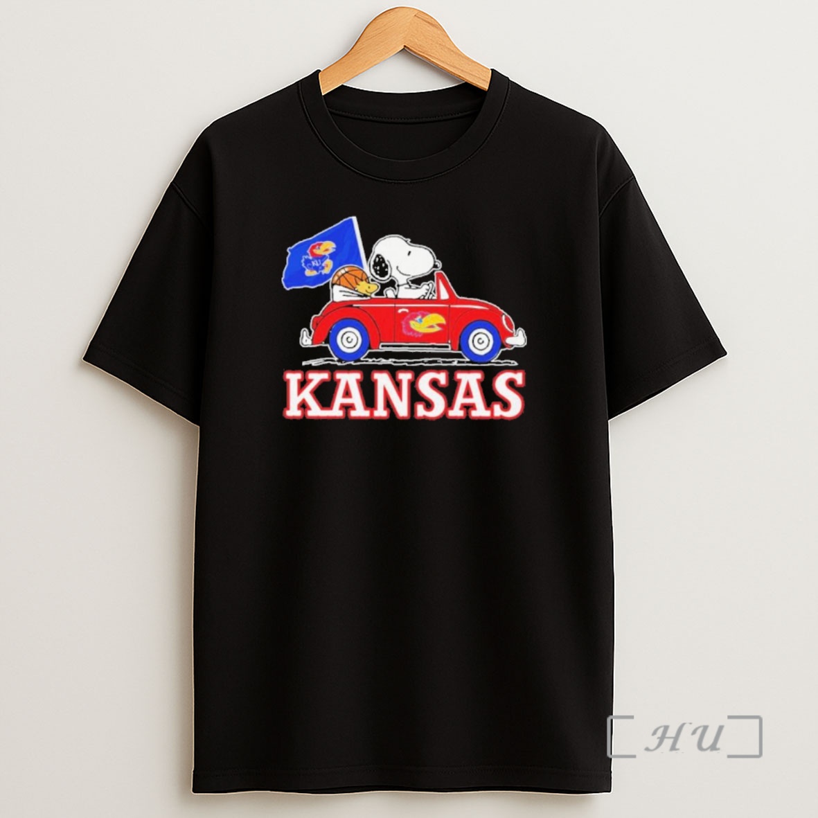 Officials The Peanuts X Kansas Basketball Driving Car Shirt Sweatshirt Tee