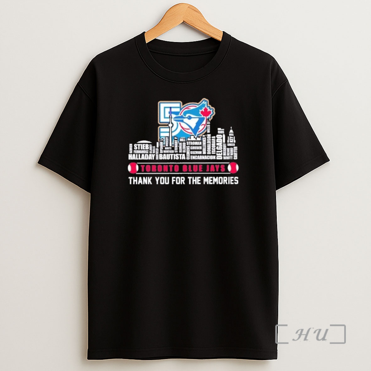 Officials Toronto Blue Jays 50th Anniversary Players Names City Skyline Tee Shirt Sweatshirt Tee