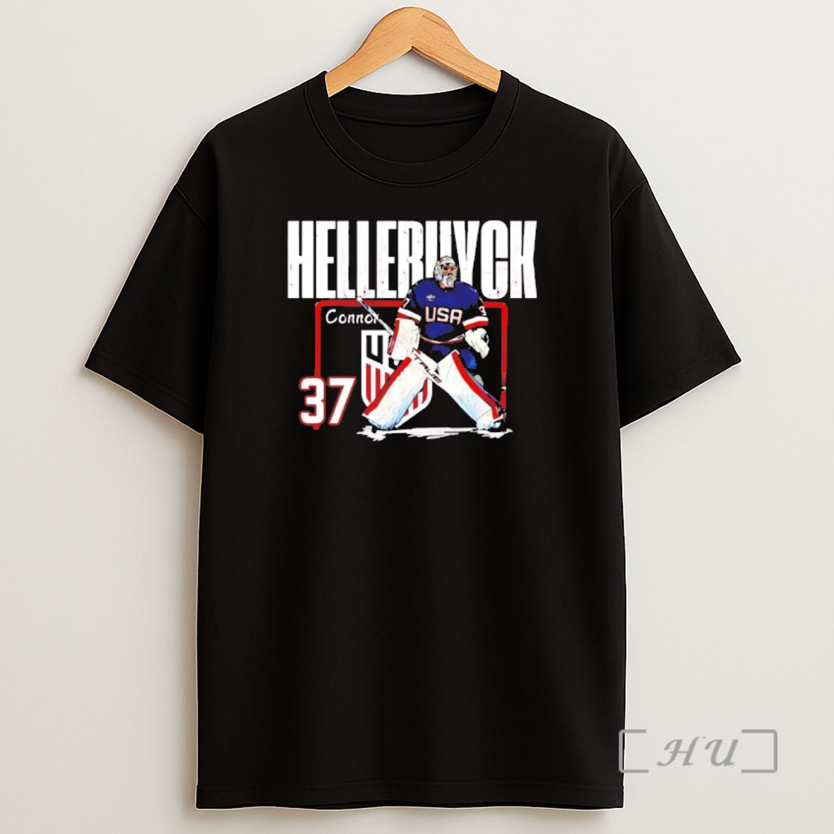 Officials Usa Connor Hellebuyck 37 Hockey Cartoon Shirt Sweatshirt Tee