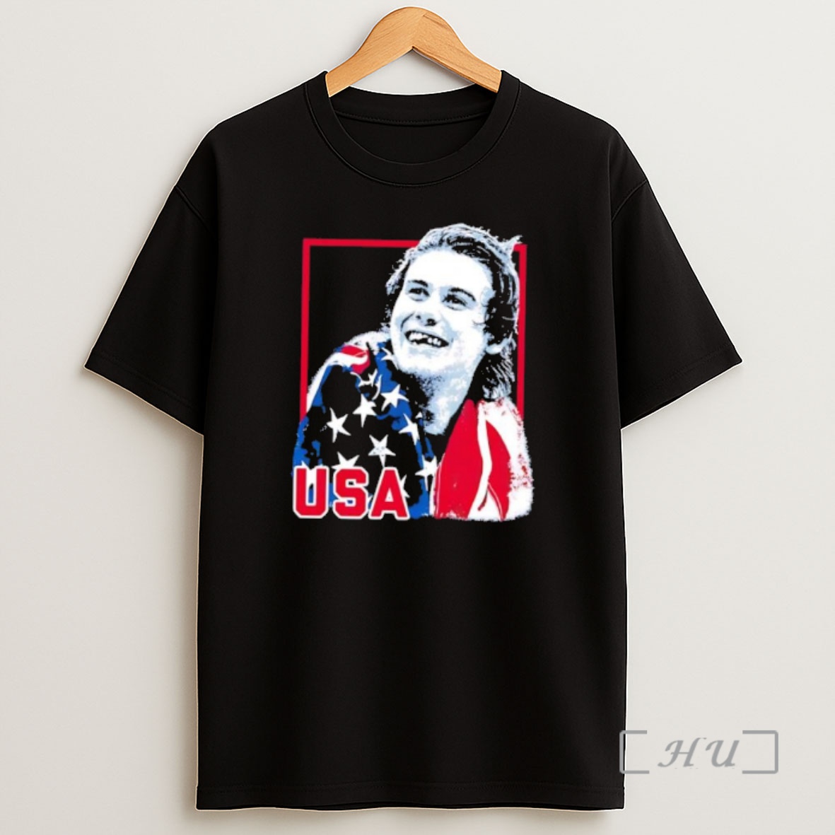 Officials Usa Flag Happy Athlete Portrait Red Frame Graphic Shirt Sweatshirt Tee