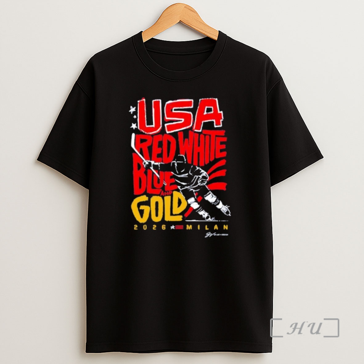 Officials Usa Hockey Red White Blue And Gold 2026 Milan Shirt Sweatshirt Tee