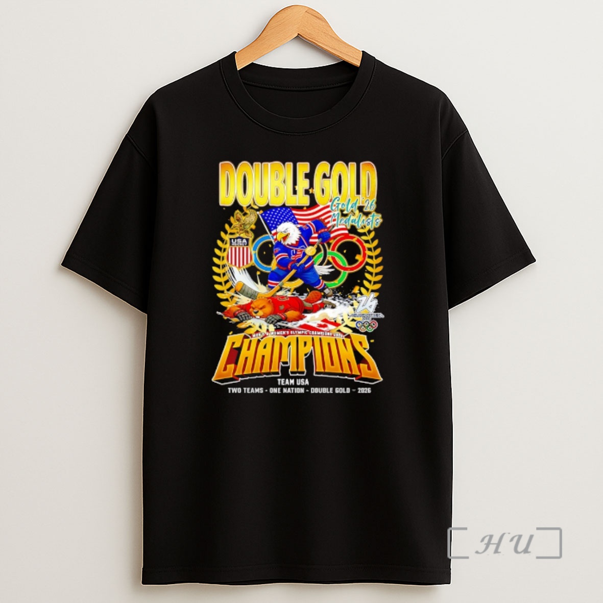 Officials Usa Beat Canada Two Teams One Nation Double Gold Champions Olympic Milano Cortina 2026 Shirt Sweatshirt Tee