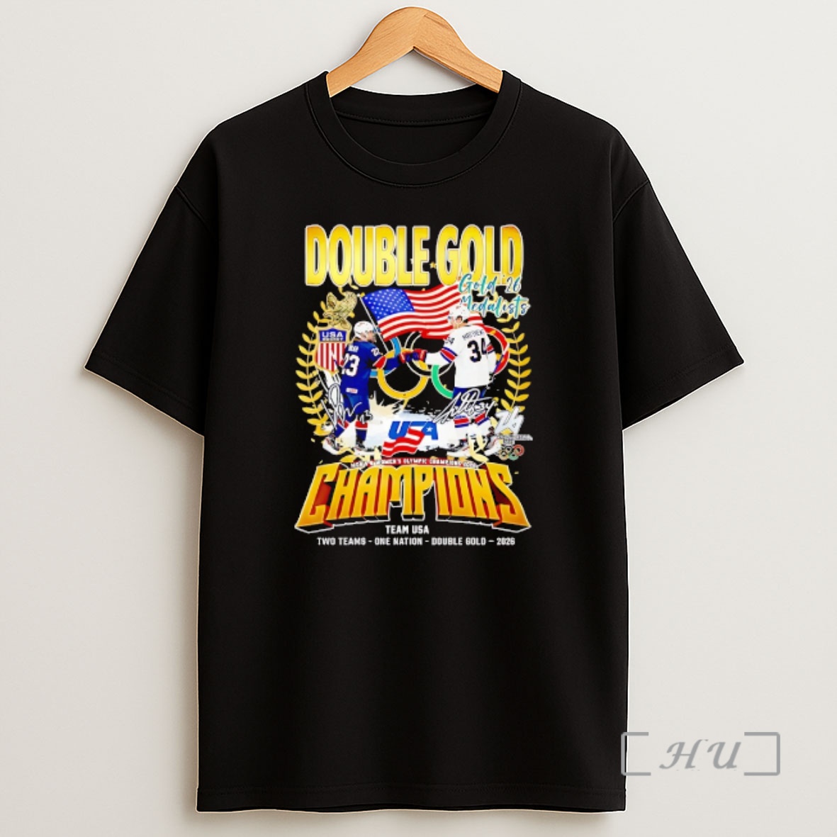 Officials Usa Hockey Team Double Gold Champions Two Teams One Nation Double Gold 2026 Graphic Shirt Sweatshirt Tee