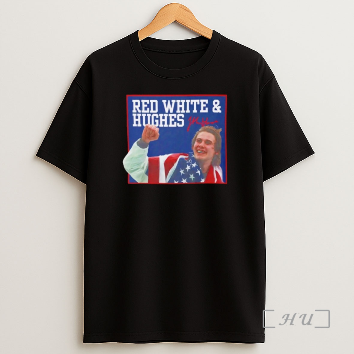 Officials Usa Hockey Red White And Hughes Signatures Shirt Sweatshirt Tee