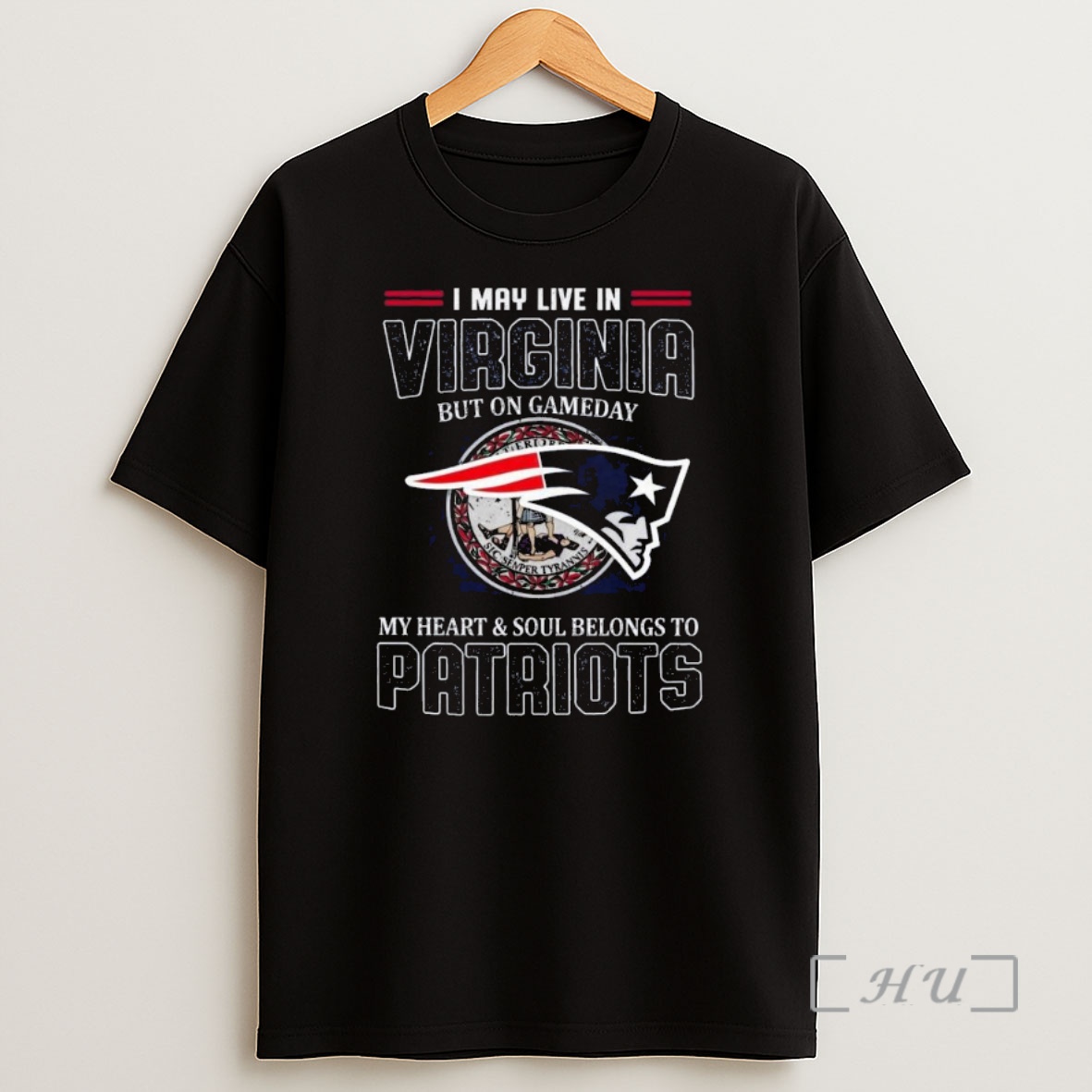 Officials Virginia I May Live In But On Gameday My Heart New England Patriots Shirt Sweatshirt Tee