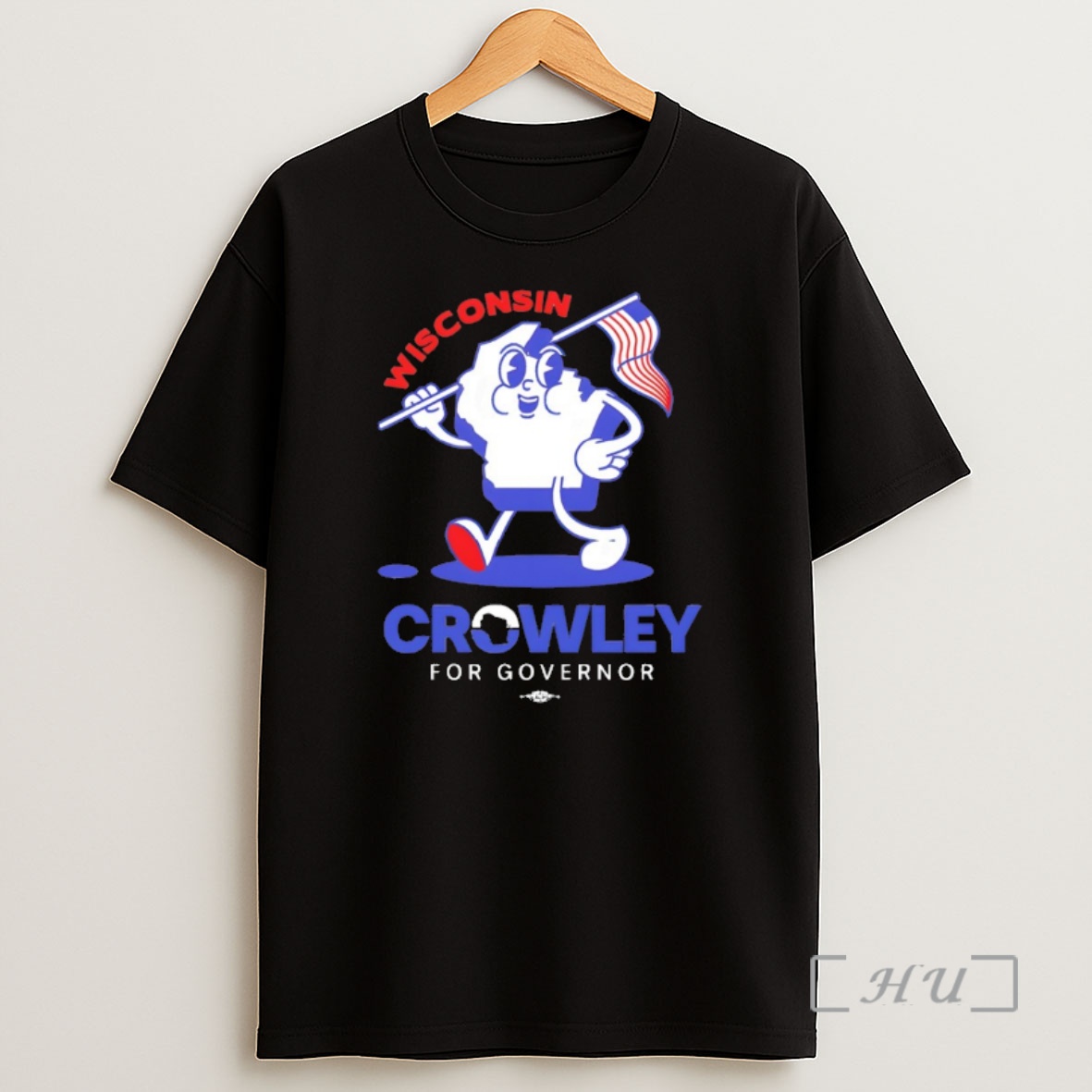 Officials Wisconsin Character Hold American Flag Shirt Sweatshirt Tee