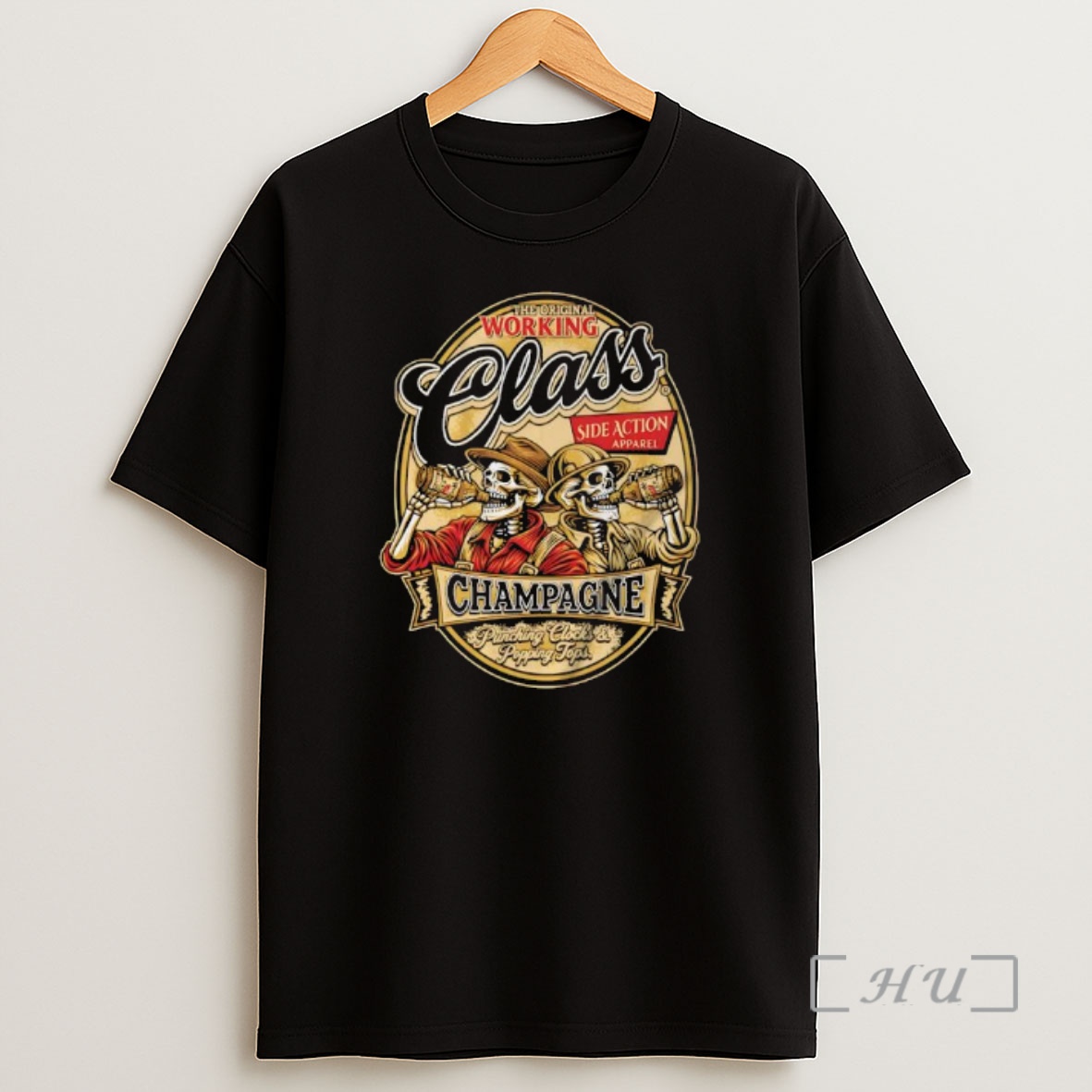 Officials Working Class Side Action Apparel Champagne Two Skeletons Shirt Sweatshirt Tee