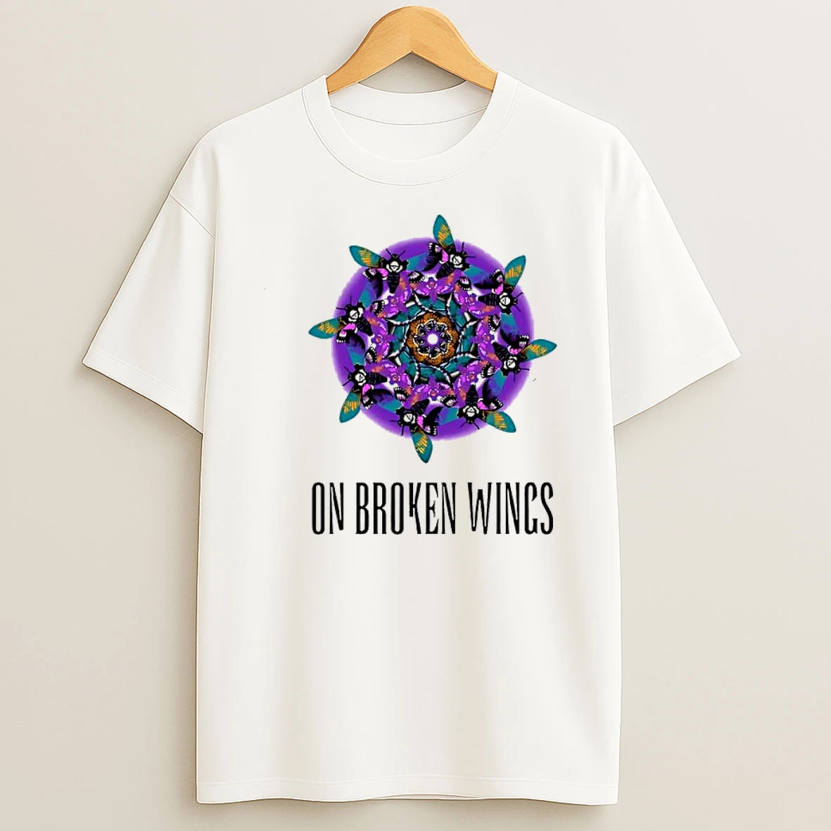 On Broken Wings Colorful Moth Mandala Spiritual Shirts