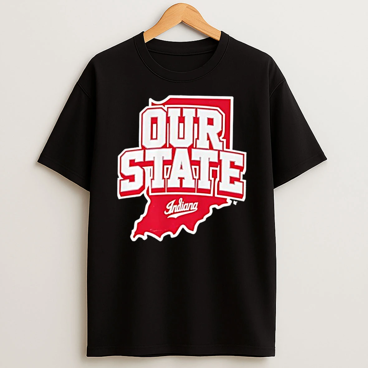 Our State Indiana Red Map Graphic College Sports Shirts