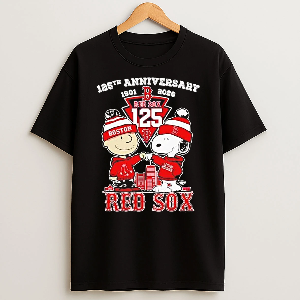 Peanuts Boston Red Sox 125th Anniversary 1901 2026 Fist Bump Tee Shirts