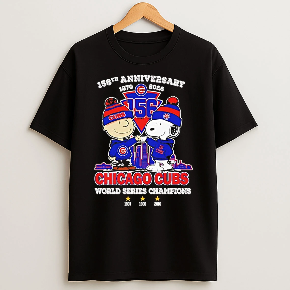 Peanuts X Chicago Cubs 156th Anniversary 1870 2026 3x World Series Champions Shirts