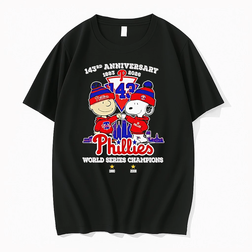 Peanuts X Philadelphia Phillies 143th Anniversary 1883 2026 2x World Series Champions Shirts