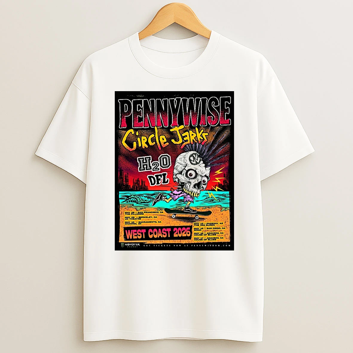 Pennywise With Circle Jerks H20 And Dfl West Coast 2026 Shirts