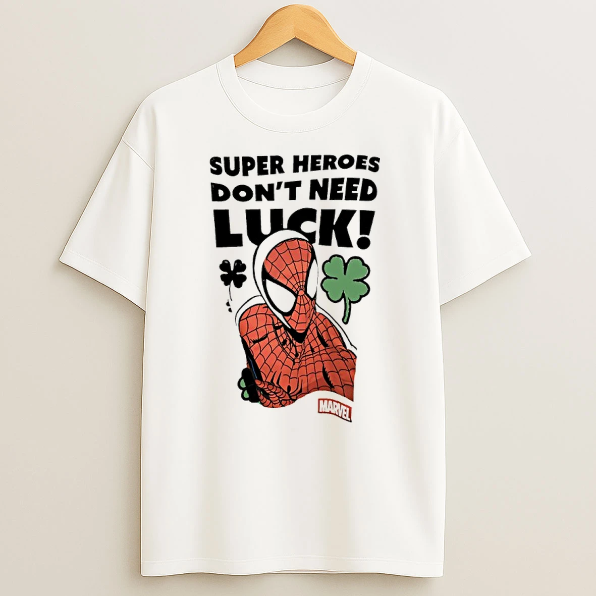 Peter Parker Super Man Super Heroes Dont Need Luck Funny Shirts