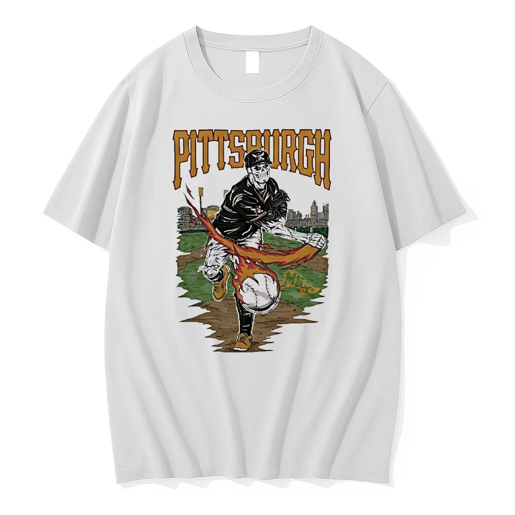 Pittsburgh Pirates Skeleton Pitcher Flaming Baseball Shirts