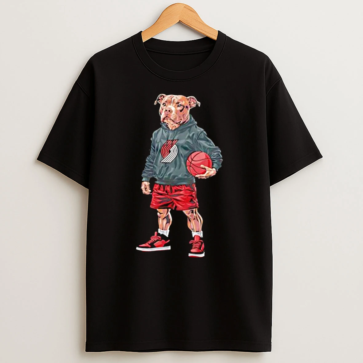 Portland Trail Blazers Pitbull Dog Basketball Mascot Graphic Shirts