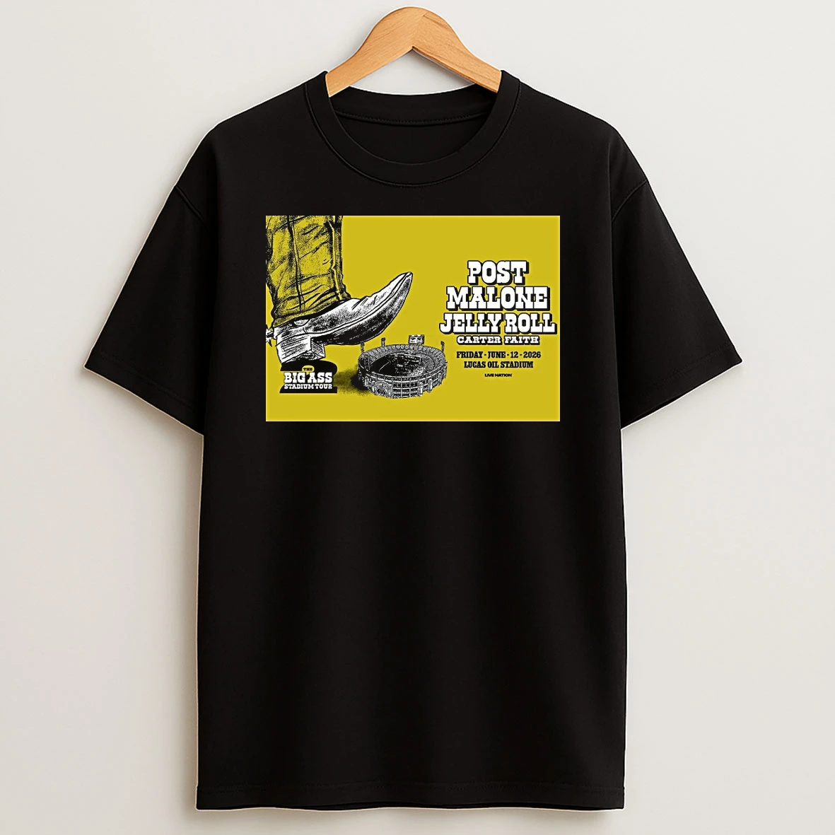 Post Malone Jelly Roll Carter Faith June 12 2026 Lucas Oil Stadium Big Ass Stadium Tour Shirts