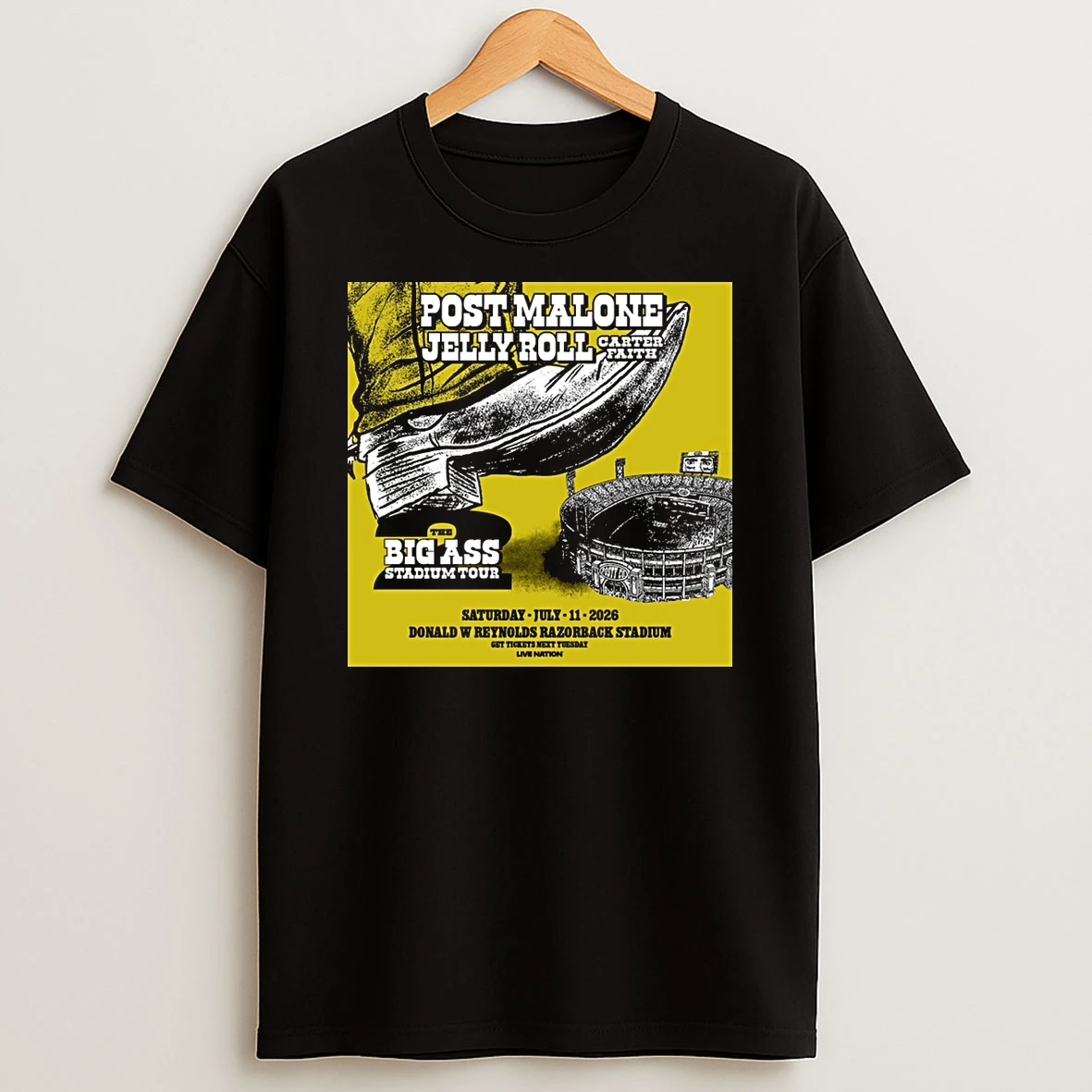 Post Malone The Big Ass Stadium Tour July 11 2026 Donald W Reynolds Razorback Stadium Shirts